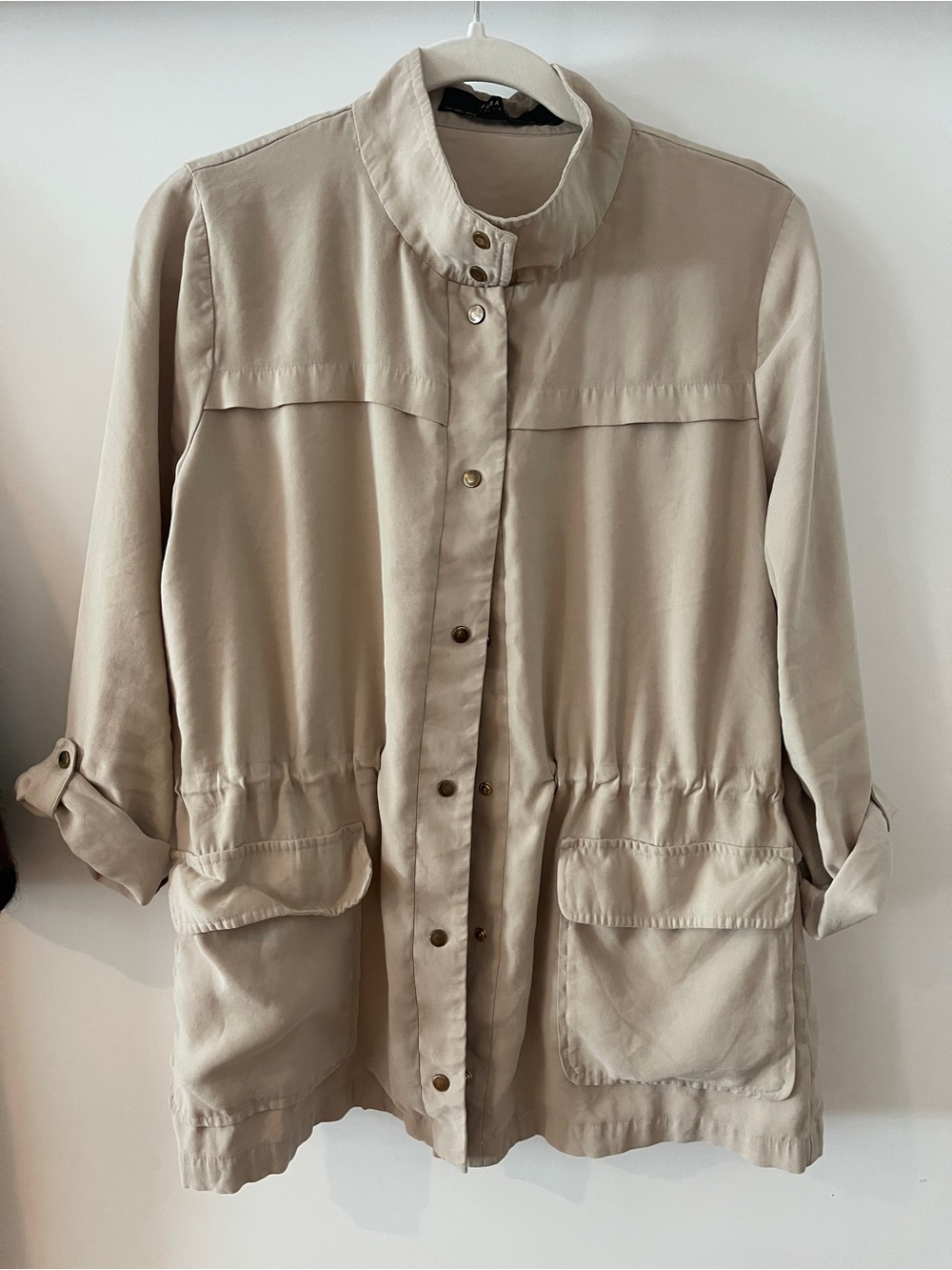 Zara Beige Utility Jacket with Front Pockets